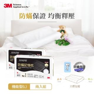 【3M】淨呼吸防蹣記憶枕機能型L尺寸(超值2入組)
