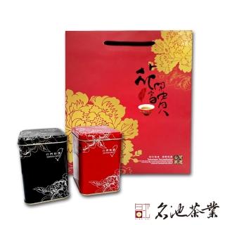 【名池茶業】陳年老茶+阿里山清香型2件組(花開富貴手提袋)