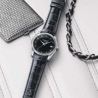  【TISSOT】T-Trend Couturier Lady簡約鑽錶-黑(T0352106605100)