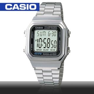 【CASIO 卡西歐】日系-銀色復古風電子錶(A-178WA)