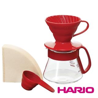 【HARIO】V60紅色濾杯咖啡壺組 1?2杯(VDS-3012R)