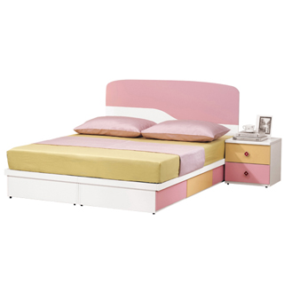 【時帖峞j安妮塔5尺床片型雙人床(147-2只含床頭-床底-不含床墊、床頭櫃)