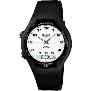 【CASIO 卡西歐】復古簡約潮流雙顯錶(黑x白-39mm)