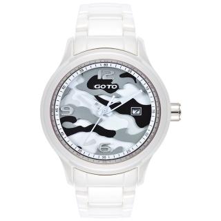 【GOTO】NO.7迷彩系列時尚腕錶-白x灰(GC0289M-22-231)
