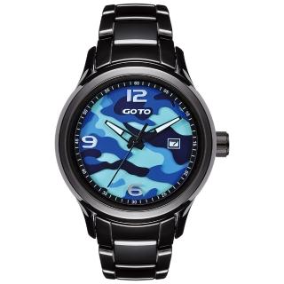【GOTO】NO.7迷彩系列時尚腕錶-黑x藍(GC0289M-33-3B1)