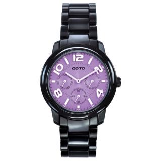 【GOTO】Candy Magic 陶瓷時尚腕錶-IP黑x紫(GC9106M-33-N21)