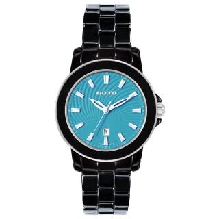 【GOTO】彩妝系列時尚腕錶-黑x藍(GC0398B-33-B21)