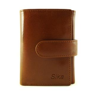 【Sika】義大利時尚真皮三折小皮夾A8280-01(原味褐)