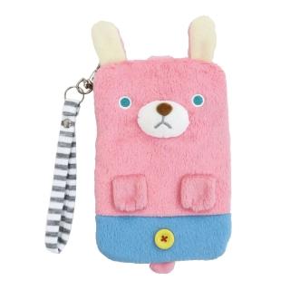 【UNIQUE】動物樂園毛絨手機提袋(粉紅兔)