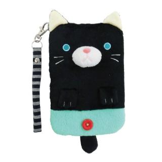 【UNIQUE】動物樂園毛絨手機提袋(小黑貓)