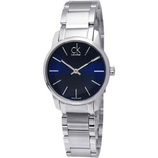 【Calvin Klein】CITY 永恆記憶 夜光腕錶 銀色 寶藍色 30mm(K2G2314N)