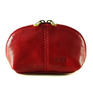 【Sika】義大利時尚真皮復古小巧拉鍊零錢包A8259-04(魅惑紅)