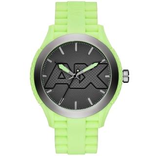  【A X Armani Exchange】玩味色調潮流時尚腕錶-螢光綠(AX1383)