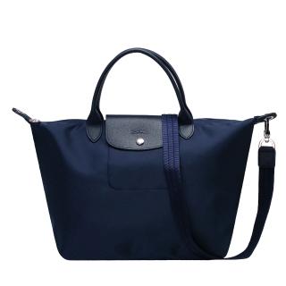 【LONGCHAMP】Le Pliage Neo系列尼龍短把兩用水餃包(中-深寶藍1515578-556)