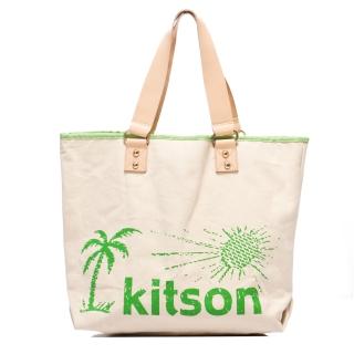 【Kitson】夏威夷風真皮背帶托特包L(GREEN)
