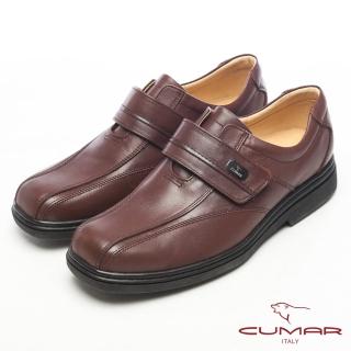 【CUMAR】紳士專用-皮革光澤側扣氣墊鞋(咖啡)