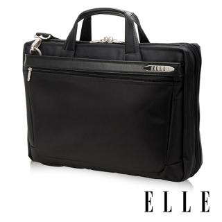 【ELLE HOMME】紳士皮革公事包13吋筆電置物層 側背手提兩用設計-小(黑EL74163A-02)