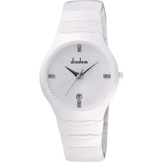 【Diadem】黛亞登 雅緻晶鑽白陶瓷腕錶-銀-36mm(9D1407-541S-W)