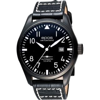 【epos】Passion飛行員戰鬥機機械腕錶-黑-44mm(3401.132.25.35.24)