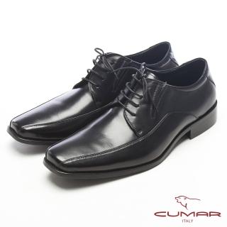 【CUMAR】真皮質感-紳士專屬真皮綁帶皮鞋(黑)