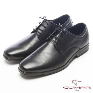 【CUMAR】超輕軟底-真皮綁帶舒適皮鞋(黑)