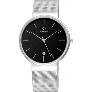 【OBAKU】純粹經典三針日期時尚米蘭腕錶-銀x黑(V153GCBMC)