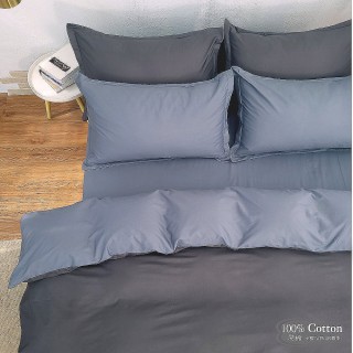 【Lust 生活寢具 台灣製造】《雙色極簡風》100%精梳棉《床包5X6.2尺-枕套》不含被套(深淺藍)