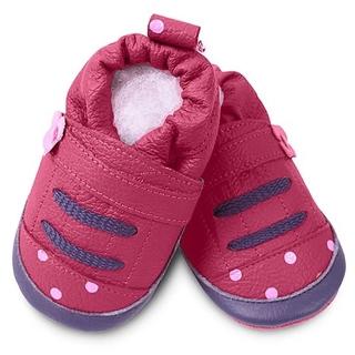 【英國 shooshoos】安全無毒健康真皮手工學步鞋-嬰兒鞋_桃紅點點運動款(公司貨)