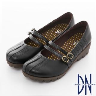 【DN】手縫氣墊 高密度全真皮舒適休閒鞋(黑)
