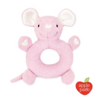 【美國 Apple Park】有機棉手搖鈴啃咬玩具 - 粉紅鼠