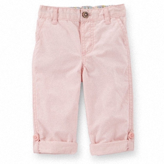 【Carter-oshkosh】棉質舒適反折長褲 - 粉紅 款 #236A770