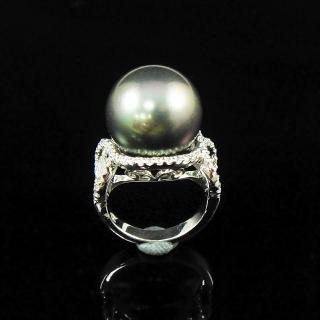 蕾帝兒名品-永恆黑色深海貝殼珍珠戒指