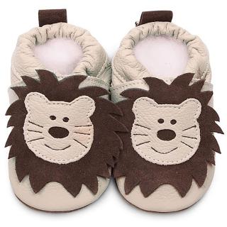 【英國 shooshoos】安全無毒真皮手工學步鞋-嬰兒鞋_米色獅子(公司貨)