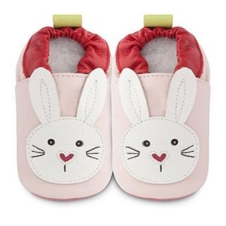 【英國 shooshoos】安全無毒真皮手工學步鞋-嬰兒鞋_淡粉白色小兔(公司貨)
