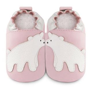 【英國 shooshoos】安全無毒真皮手工學步鞋-嬰兒鞋_淡粉白色北極熊(公司貨)