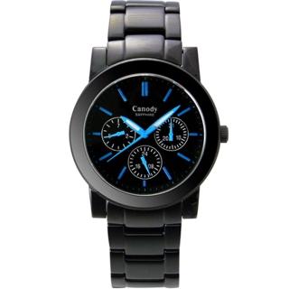 【Canody】極美時岸T眼日曆腕錶(IP黑+藍-40mm-GM2585-1C)