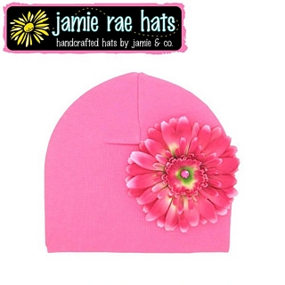 【美國Jamie Rae】100%純棉大花棉帽/嬰兒帽/童帽 - 糖果粉底糖果粉雛菊 款(CDCCCC)