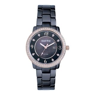【GOTO】愛情誓約陶瓷腕錶-黑x玫(GC0361B-93-341)