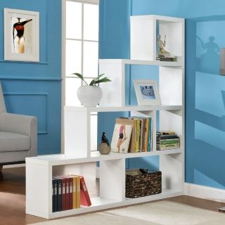 【FUN生活】L型多層展示櫃-書櫃-收納櫃-隔間櫃(白色)