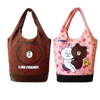 【LINE FRIENDS】俏麗袋(草莓粉情侶-咖啡熊大)