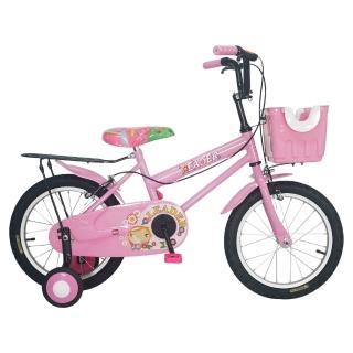【Adagio】16吋卡布奇諾打氣胎童車附置物籃(粉色)