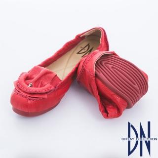  【DN】精緻手工 牛皮軟Q平底娃娃鞋(紅)