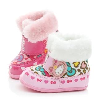 【三麗鷗】Hello Kitty中小童愛心豹紋絨毛短靴(714837)