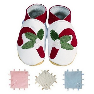 【英國Daisy Roots】英國百年手做全皮革童鞋-彌月禮盒(糖果手杖M-L號方巾組)