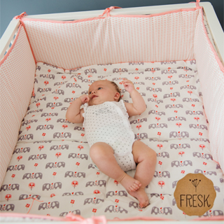 【荷蘭 FRESK】有機棉嬰兒防撞床圍(粉紅大象)