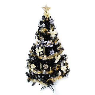 【聖誕樹】台灣製造8呎-8尺240cm豪華版黑色聖誕樹+金銀色系配件-不含燈