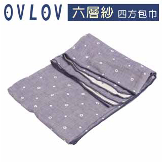 【日本 OVLOV】日本製三層紗四方包巾(點點-海軍藍)