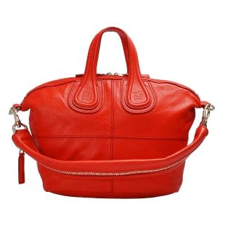 【GIVENCHY】SMALL羊皮手提/肩背二用包 小(13L5007002-610-ORA 桔紅)