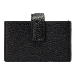 【BALLY】BOHLY經典LOGO防刮牛皮壓紋釦式票卡/證件名片夾(6175072001-BLACK)