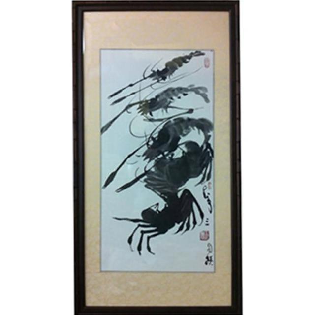 馬壽三大師-水墨蝦蟹限量典藏畫作直式